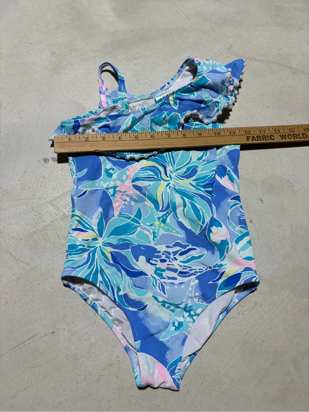 Lilly Pulitzer blue Floral One-Shoulder Swim Suit 8